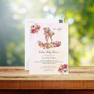Niedliches Hirschonline Babydusche Boho Chic Flora Postkarte