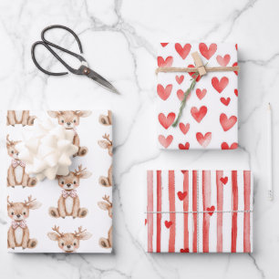 Niedliches Hirschrei Weihnachten Geschenkpapier Set