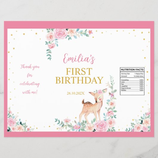 Niedliches Hirschrosa Blumengebäck Flyer (Vorne)