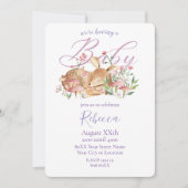 Niedliches Hirschschlafen bei Blume Einladung (Vorderseite)