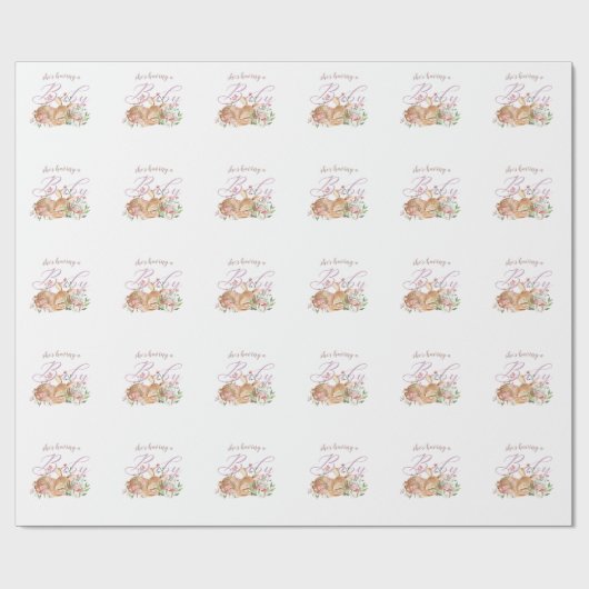 Niedliches Hirschschlafen bei Blume Geschenkpapier (Flach)