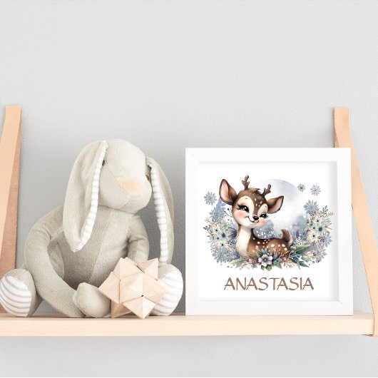 Niedliches Hirschstuhl Zimmer Winterthematische Aq Poster