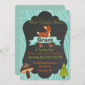 Niedliches Hirschwald - Geburtstagsfeier 4 Einladung (Vorne/Hinten)