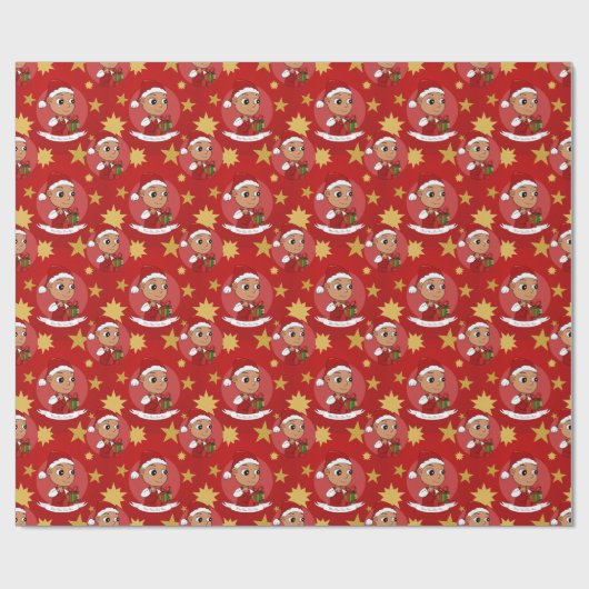 Niedliches Hispanic-Baby mit Weihnachtshut-Cartoon Geschenkpapier (Flach)