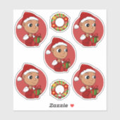 Niedliches Hispanic-Baby mit Weihnachtsmütze Carto Aufkleber (Blatt)