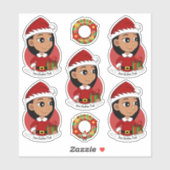 Niedliches Hispanic-Mädchen mit langen schwarzen H Aufkleber (Blatt)