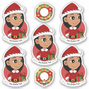 Niedliches Hispanic-Mädchen mit langen schwarzen H Aufkleber