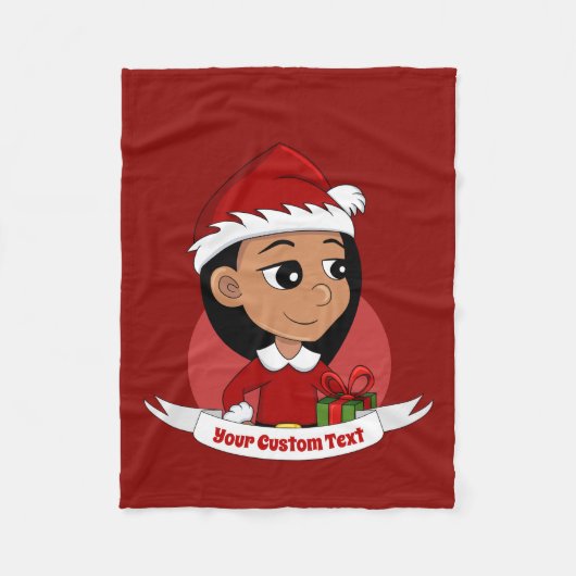 Niedliches Hispanic-Mädchen mit langen schwarzen H Fleecedecke (Vorderseite)