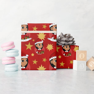 Niedliches Hispanic-Mädchen mit langen schwarzen H Geschenkpapier