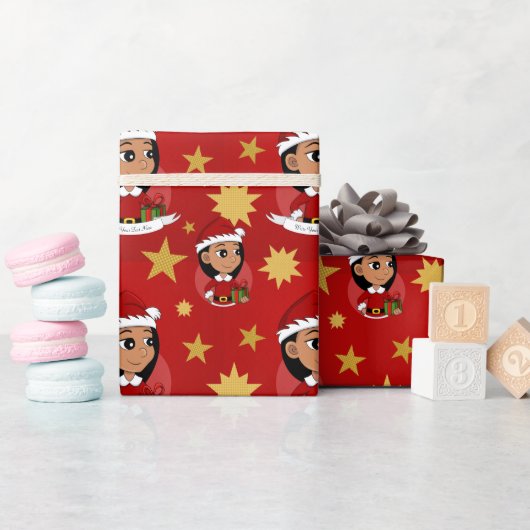 Niedliches Hispanic-Mädchen mit langen schwarzen H Geschenkpapier (Babyparty)