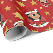 Niedliches Hispanic-Mädchen mit langen schwarzen H Geschenkpapier (Rolleneckpunkt)