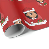 Niedliches Hispanic-Mädchen mit langen schwarzen H Geschenkpapier (Rolleneckpunkt)