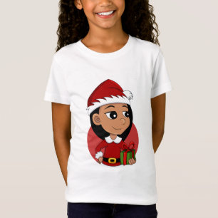 Niedliches Hispanic-Mädchen mit langen schwarzen H T-Shirt