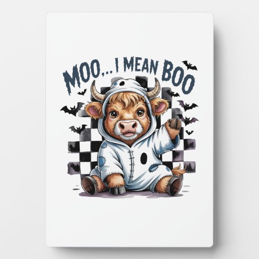 Niedliches Hochland Kuh Kaschiertes Halloween Fotoplatte (Vorderseite)