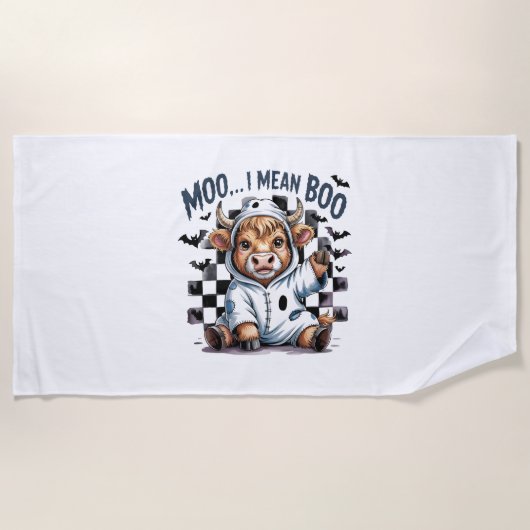 Niedliches Hochland Kuh Kaschiertes Halloween Strandtuch (Vorderseite)