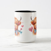 Niedliches Hochland-Kuh Valentine Zweifarbige Tasse (Mittel)