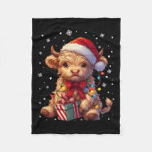 Niedliches Hochland Kuh Weihnachtsmann Kuh Xmas Sa Fleecedecke (Vorderseite)