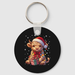 Niedliches Hochland Kuh Weihnachtsmann Kuh Xmas Sa Schlüsselanhänger