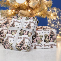 Niedliches Hochlandkuh Pink Weihnachtswrapping Pap