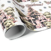 Niedliches Hochlandkuh Pink Weihnachtswrapping Pap Geschenkpapier (Rolleneckpunkt)