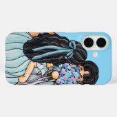 Niedliches Hochzeitscouple in Blue Cartoon Case-Mate iPhone Hülle (Rückseite (Horizontal))