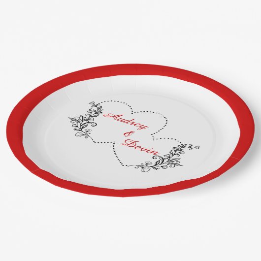 Niedliches Hochzeitsempfang Pappteller (Schrägansicht)