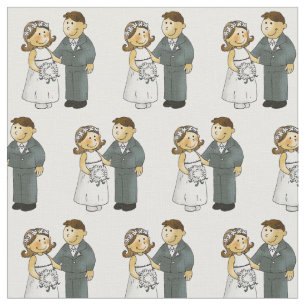 niedliches Hochzeitspaar Braut & Bräutigam Stoff
