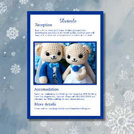 niedliches Hochzeitspaar in Blau und Weiß Begleitkarte