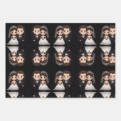 Niedliches Hochzeitspaar mit fröhlichem Lächeln. Geschenkpapier Set (Vorderseite 2)