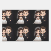 Niedliches Hochzeitspaar mit fröhlichem Lächeln. Geschenkpapier Set (Vorderseite)