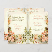 niedliches Hochzeitsprogramm mit Blumenbezug, Rose (Vorne/Hinten)