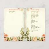 niedliches Hochzeitsprogramm mit Blumenbezug, Rose (Rückseite)