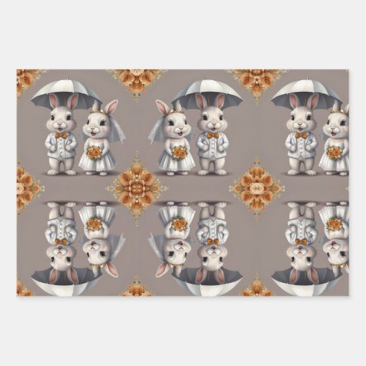 Niedliches HochzeitsRabbit Geschenkpapier Set (Vorderseite 2)