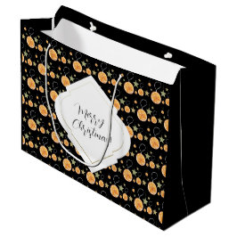 Niedliches Holiday Orange und schwarze Stars Große Geschenktüte