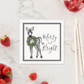 Niedliches Holiday Zebra zeichnend mit Holly Kranz Serviette (Beispiel)