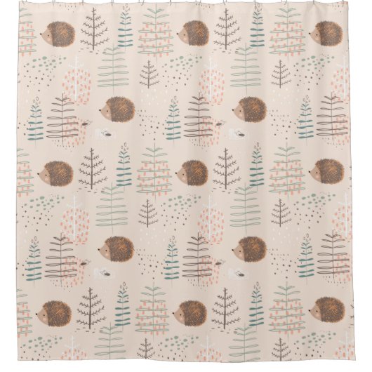 Niedliches Holz Igel Muster Duschvorhang (Vorderseite)