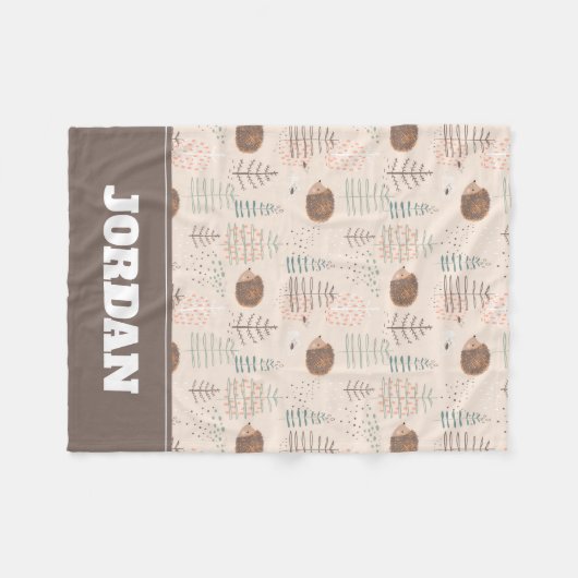 Niedliches Holz Igel Muster Fleecedecke (Vorderseite (Horizontal))