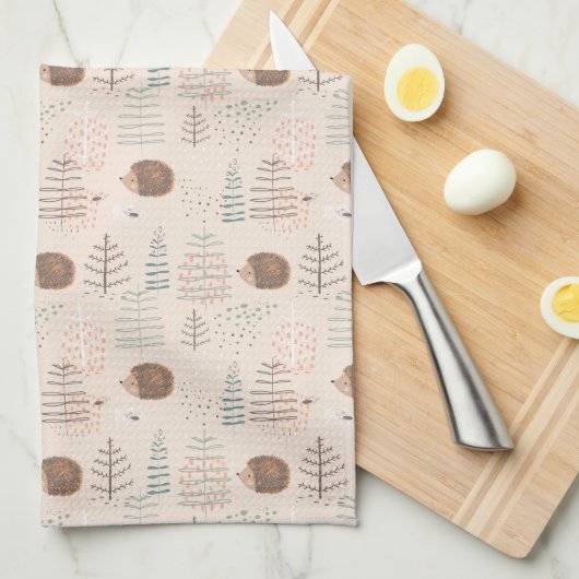 Niedliches Holz Igel Muster Geschirrtuch (Viertel Falte)