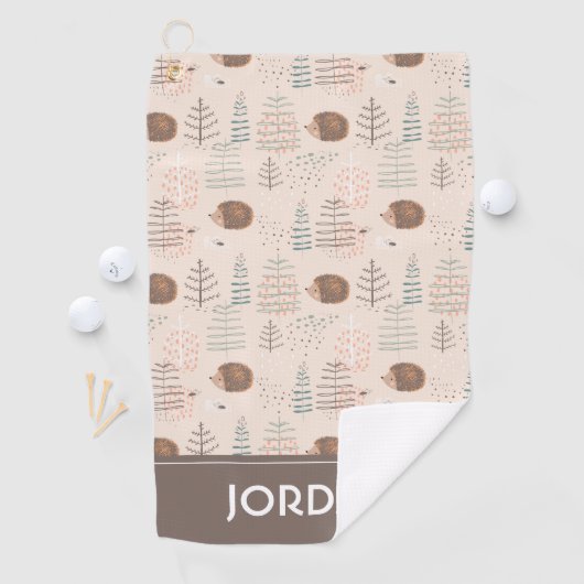 Niedliches Holz Igel Muster Golfhandtuch (Insitu)