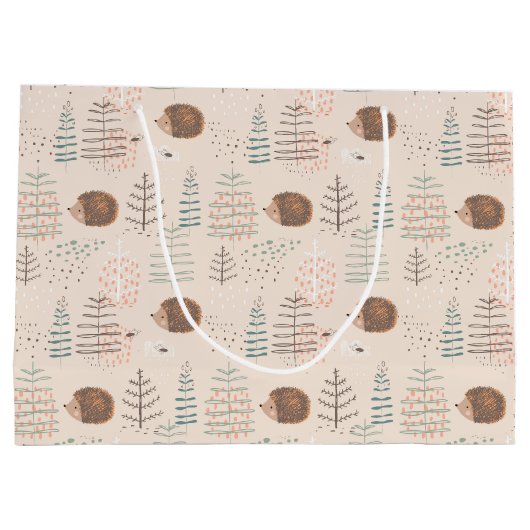 Niedliches Holz Igel Muster Große Geschenktüte (Rückseite)