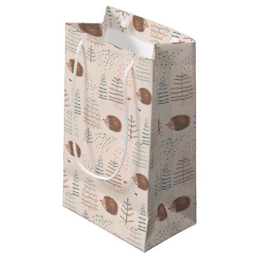 Niedliches Holz Igel Muster Kleine Geschenktüte (Vorderseite Schrägansicht)
