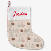 Niedliches Holz Igel Muster Kleiner Weihnachtsstrumpf (Vorderseite)