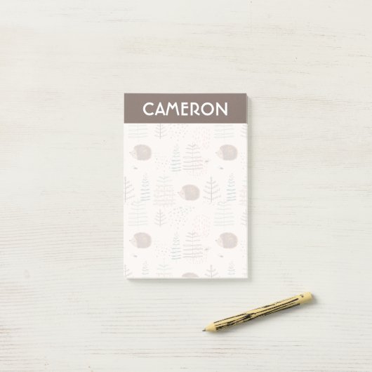 Niedliches Holz Igel Muster Post-it Klebezettel (Auf Schreibtisch)