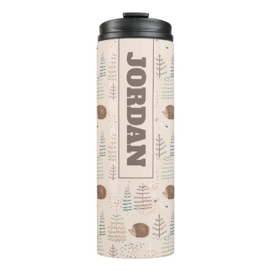 Niedliches Holz Igel Muster Thermosbecher (Vorderseite)