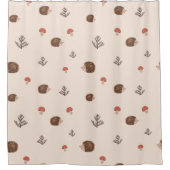 Niedliches Holz Igel- und Pilzmuster Duschvorhang (Vorderseite)