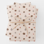 Niedliches Holz Igel- und Pilzmuster Geschenkpapier Set (Beispiel)