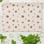 Niedliches Holz Igel- und Pilzmuster Geschirrtuch (Gefaltet)