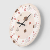 Niedliches Holz Igel- und Pilzmuster Große Wanduhr (Winkel)