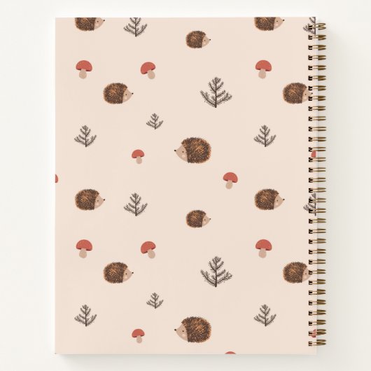 Niedliches Holz Igel- und Pilzmuster Notizblock (Rückseite)