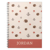 Niedliches Holz Igel- und Pilzmuster Notizblock (Vorderseite)